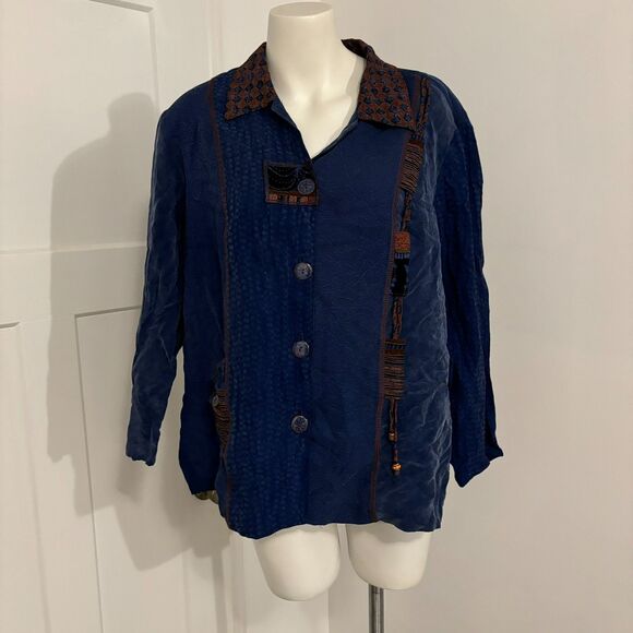 Vintage Nancy Bolen City Girl Large Western/Boho Patchwork Button Down Top - Picture 1 of 14